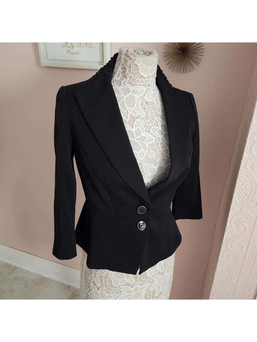 NWT White House Black Market black ruffle blazer jacket 2 peplum AAA6